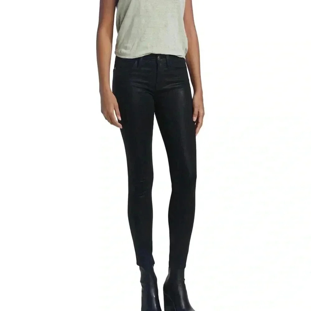 Frame Le Skinny De Jeanne Noir Coated Jeans size 27